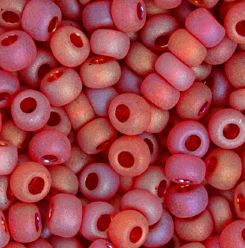 20 Gram Vial of 2/0 Transparent Matte Red AB Seed Beads