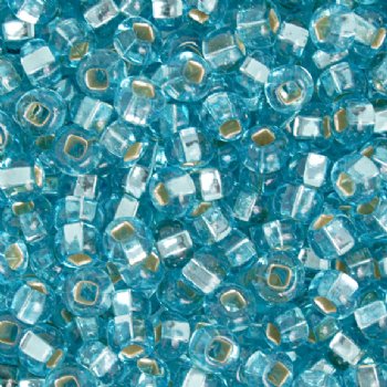 20 Gram Vial of 2/0 Silver Lined Aqua Seed Beads