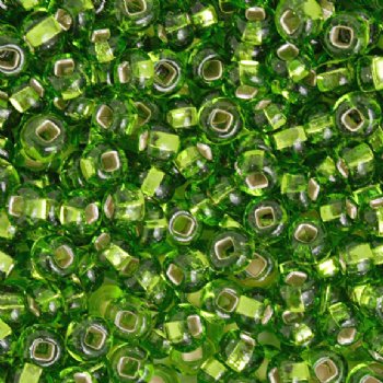 20 Gram Vial of 2/0 Silver Lined Lime Green Seed Beads