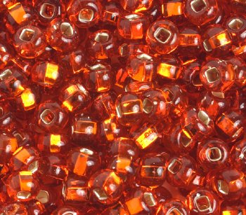 20 Gram Vial of 2/0 Silver Lined Orange Seed Beads