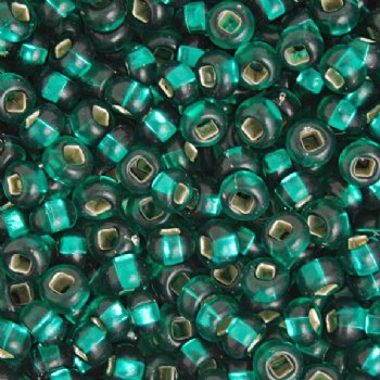 20 Gram Vial of 2/0 Silver Lined Teal Green Seed Beads