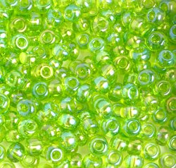 20 Gram Vial of 2/0 Transparent Light Green AB Seed Beads