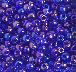 20 Gram Vial of 2/0 Transparent Royal Blue AB Seed Beads