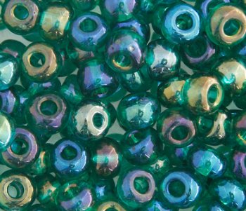 20 Gram Vial of 2/0 Transparent Teal AB Seed Beads