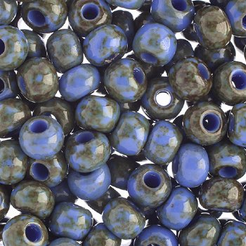 25g of 32/0 Opaque Medium Blue Travertine Seed Beads