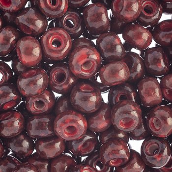 25g of 32/0 Opaque Red Travertine Seed Beads