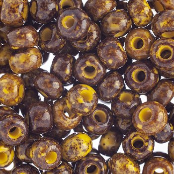 25g of 32/0 Opaque Yellow Travertine Seed Beads