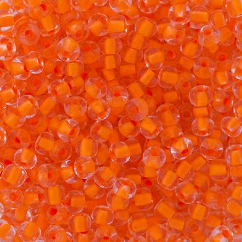 50g 6/0 Colorlined Neon Orange Seed Beads