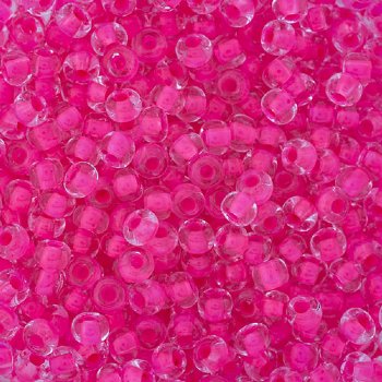 50g 6/0 Colorlined Neon Pink Seed Beads