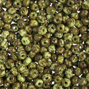 50g of 6/0 Opaque Green Travertine Seed Beads