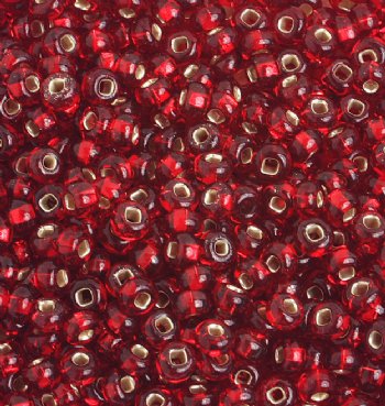 50g 6/0 Dark Red Silver Lined Seed Beads