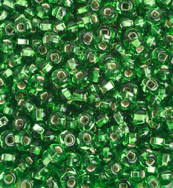 50g 6/0 Green Silver Lined Seed Beads