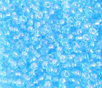 50g 6/0 Transparent Iris Aqua Seed Beads