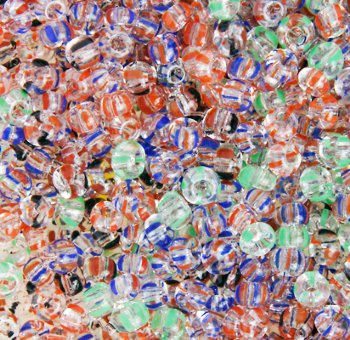 50g 6/0 Transparent Crystal Striped Multi Mix