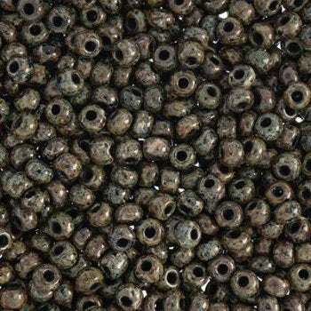 50g 8/0 Black Travertine Seed Beads
