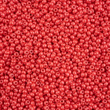 25 Grams of 8/0 Preciosa PermaLux Dyed Chalk Gloss Red Seed Beads