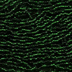 50g 8/0 Silverlined Dark Green Seed Beads