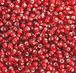 50g 8/0 Silverlined Red Seed Beads