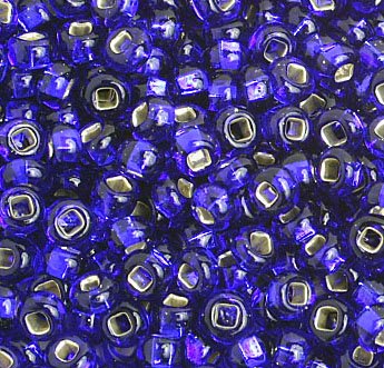50g 8/0 Silverlined Royal Blue Seed Beads