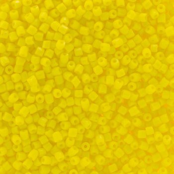 25g, 9/0 3-Cut Opaque Lemon Yellow Seed Beads
