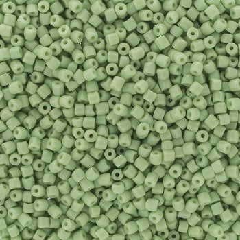 25g, 9/0 3-Cut Opaque Pale Green Seed Beads