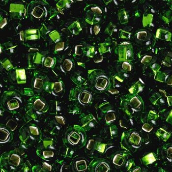 20 Gram Vial of 2/0 Silver Lined Green Seed Beads
