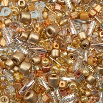 50 Grams Mixed Gold Glass Seed & Bugle Beads