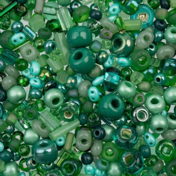 50 Grams Mixed Green Seed & Bugle Beads