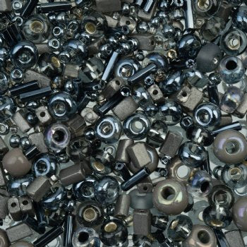 50 Grams Mixed Black and Grey Seed & Bugle Beads