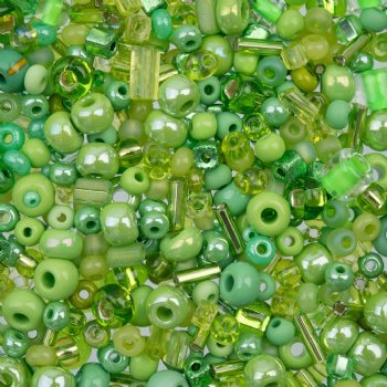 50 Grams Mixed Light Green Glass Seed & Bugle Beads