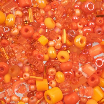 50 Grams Mixed Orange Seed & Bugle Beads