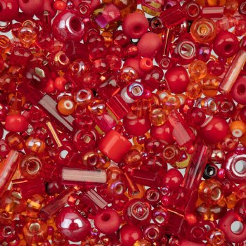 50 Grams Mixed Red Seed & Bugle Beads
