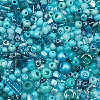 50 Grams Mixed Turquoise Blue Glass Seed & Bugle Beads