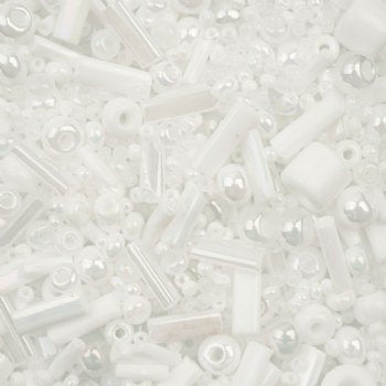 50 Grams Mixed White Glass Seed & Bugle Beads
