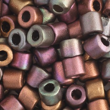 25 Grams 5.7mm Matte Metallic Mix Large Hole Tube Beads