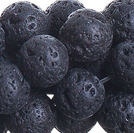 16 Inch Strand of 10mm Round Lava Stone Beads