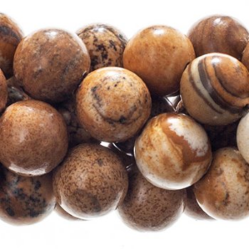 16 inch Strand of 10mm Round Picture Jasper Beads
