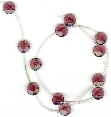 1 10mm Amethyst Faceted Coin