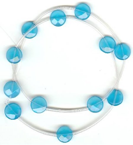 1 10mm Aqua Quartz Faceted Coin