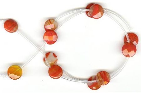1 10mm Orange Quartz  Faceted Coin