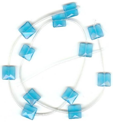 1 10x10mm Aqua Quartz Faceted Square