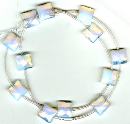 1 10x10mm Sea Opal Faceted Square