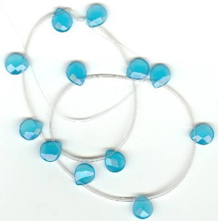 1 10x12mm Aqua Quartz Faceted Flat Drop