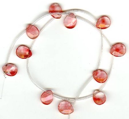 1 10x12mm Cherry Quartz Faceted Flat Drop