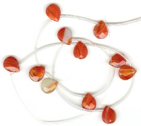 1 10x12mm Orange Quartz Faceted Flat Drop