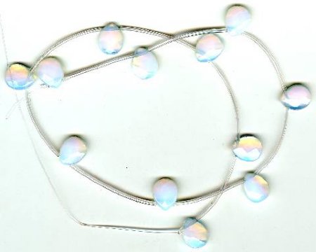 1 10x12mm Sea Opal Faceted Flat Drop