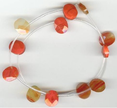 1 10x12mm Orange Quartz Faceted Oval Drop