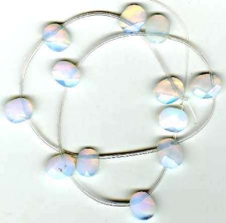 1 10x12mm Sea Opal Faceted Oval Drop