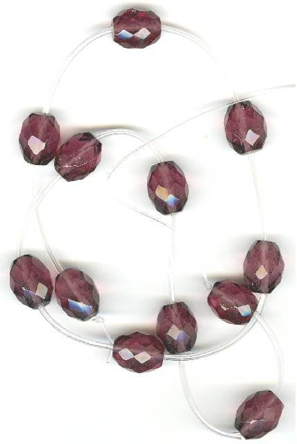 1 12x10mm Amethyst Faceted Oval Bead