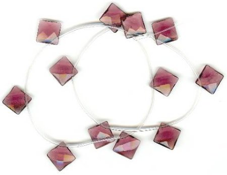 1 12x12mm Amethyst Faceted Square Drop